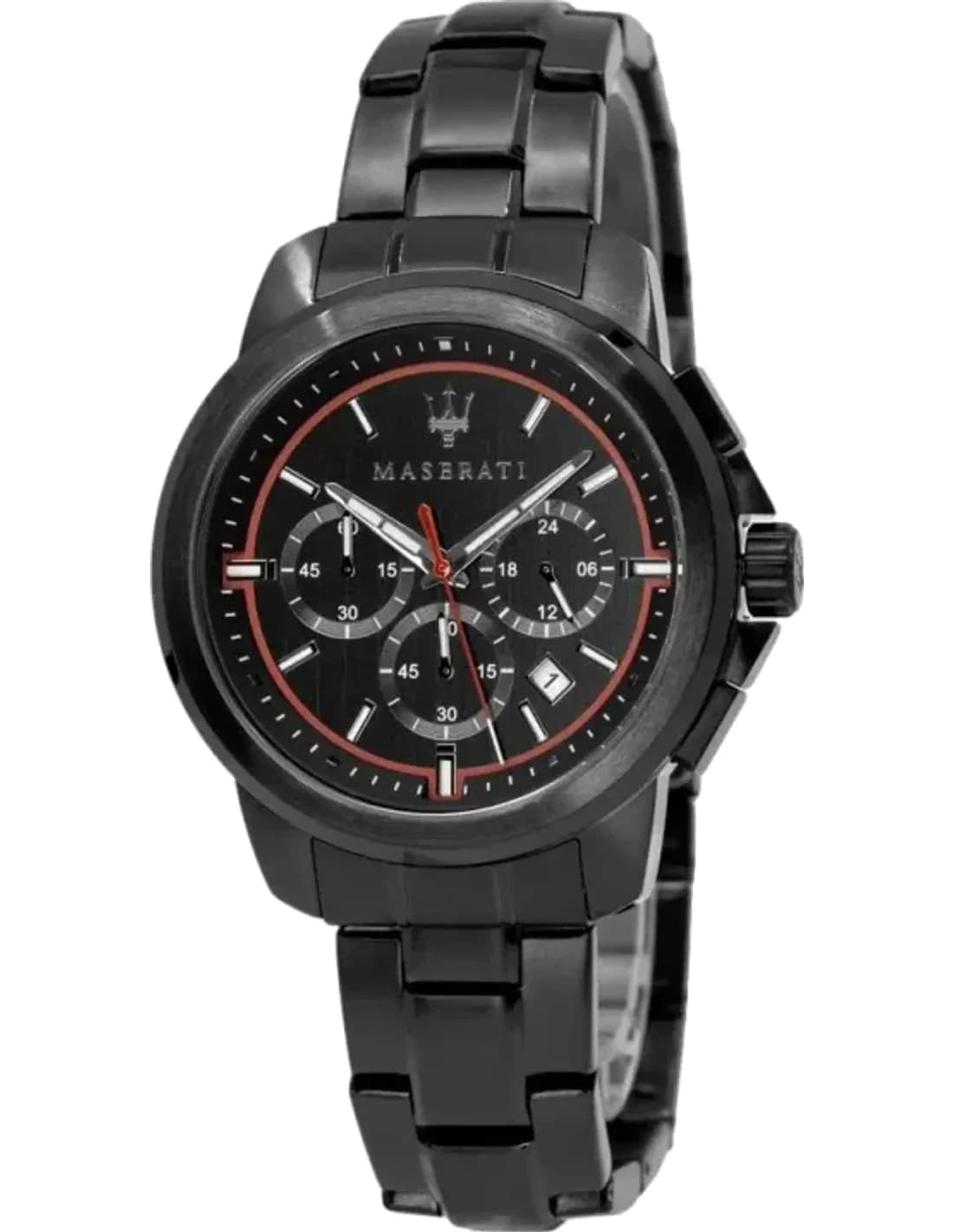 Montre Homme Maserati Successo R8873621014 chronographe cadran noir bracelet en acier inoxydable noir