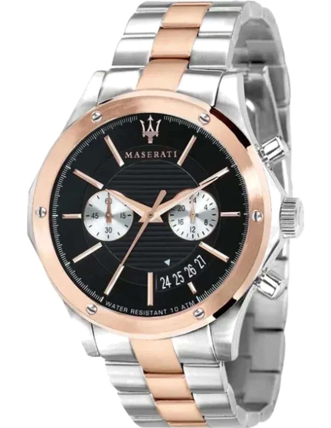 Montre Homme Maserati Circuito R8873627004 Cadran chronographe noir Bracelet en acier inoxydable argenté