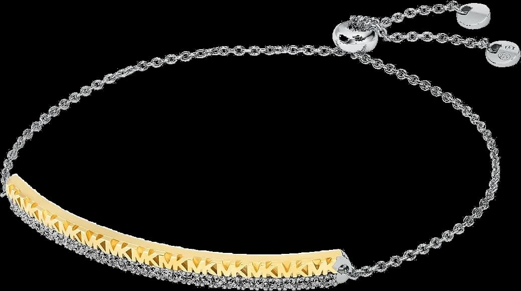 Bracelet Michael Kors Premium à glissière avec logo serti pavé en argent sterling