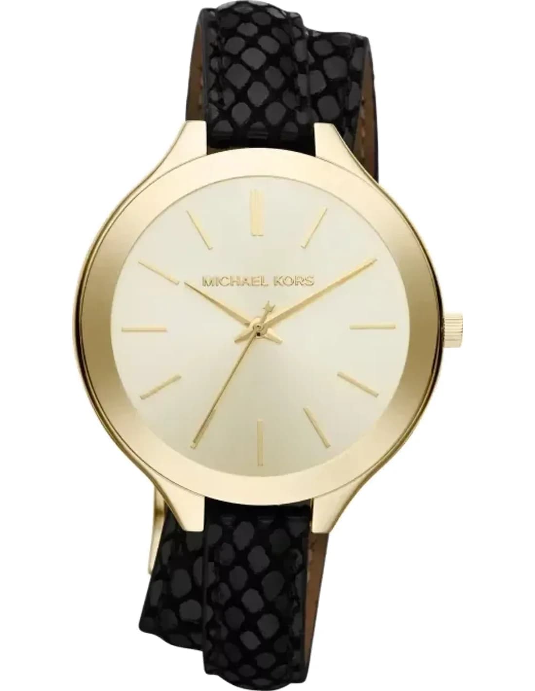 Montre Femme Michael Kors Slim Runway MK2315 Double Bracelet noir en cuir