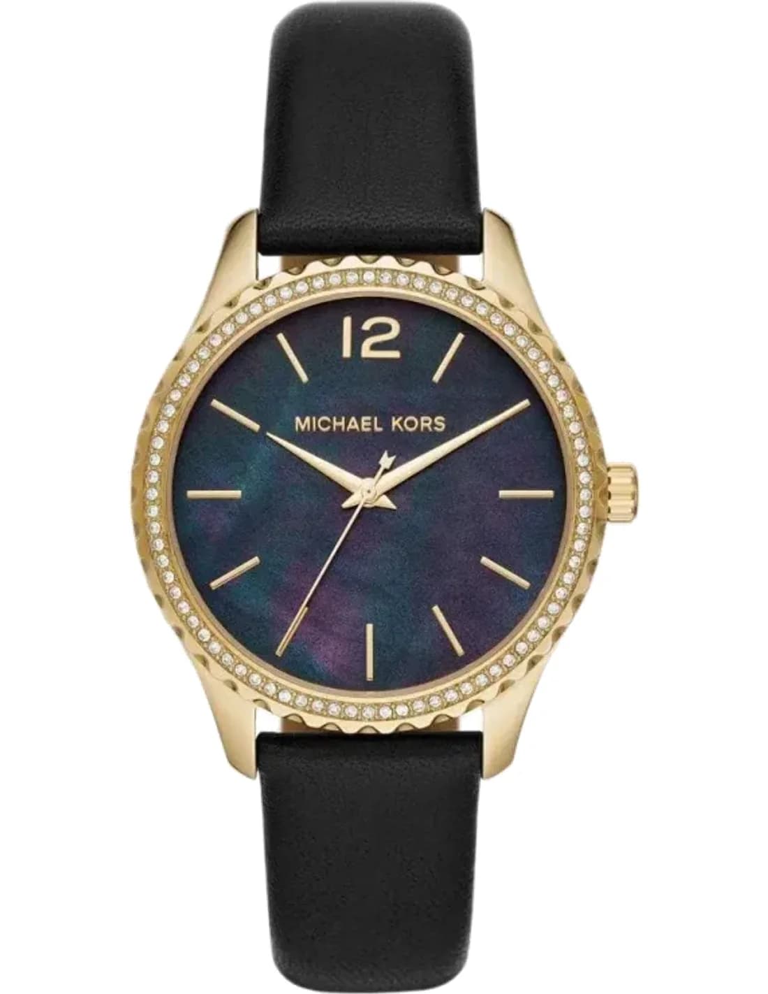 Montre femme Michael Kors Layton MK2911 cadran bleu et bracelet en cuir noir