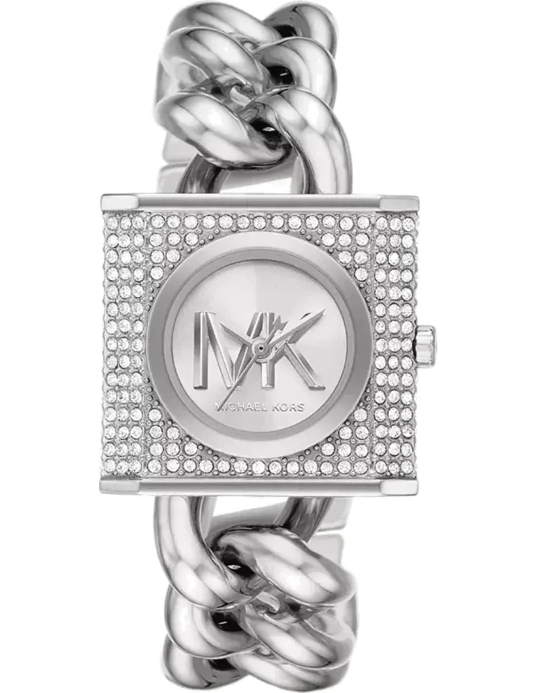 Montre femme Michael Kors Mini Lock MK4718 Cadran argenté Pavé Chaîne argentée