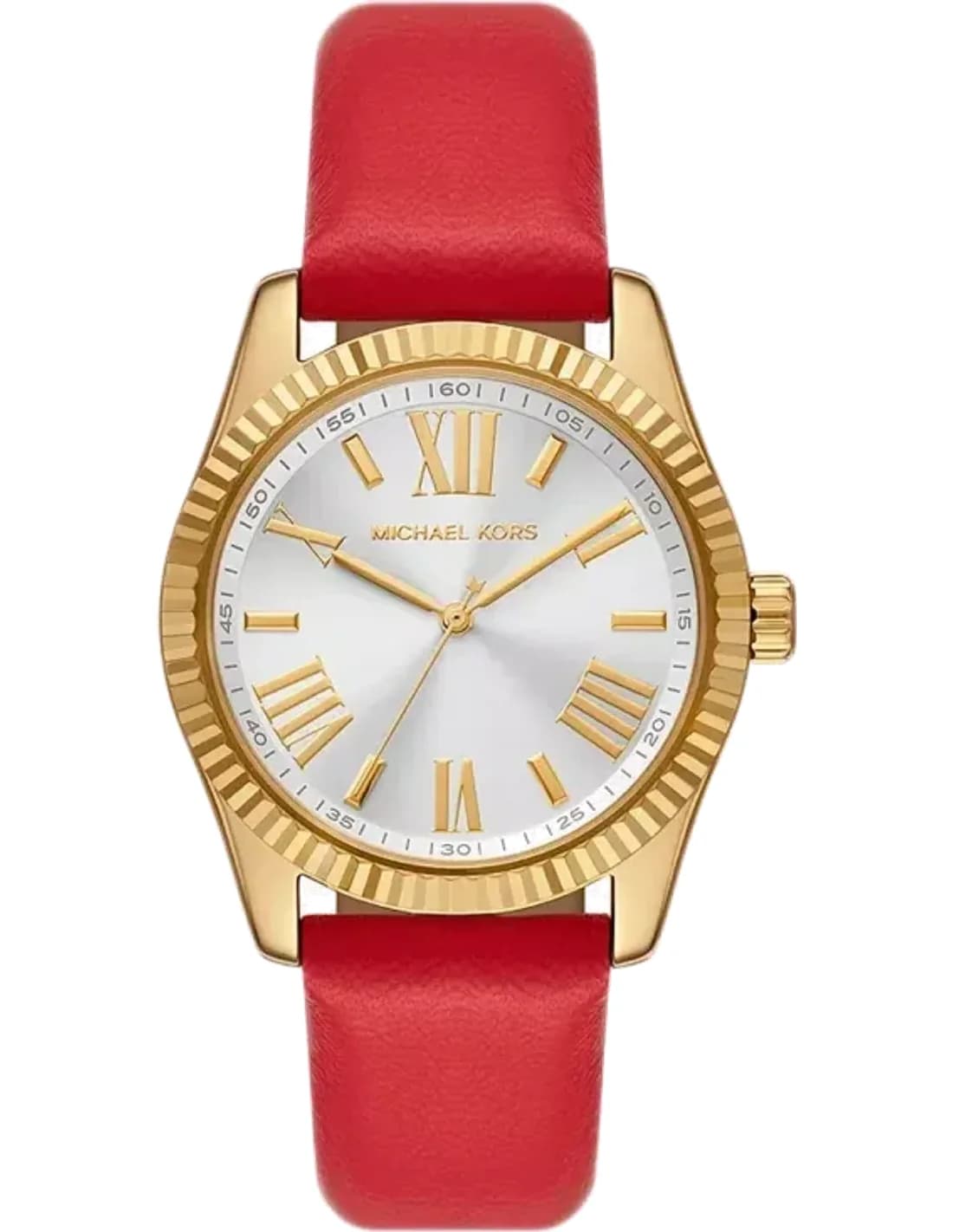Montre Femme Michael Kors Lexington MK4747 cadran blanc nacré bracelet cuir rouge