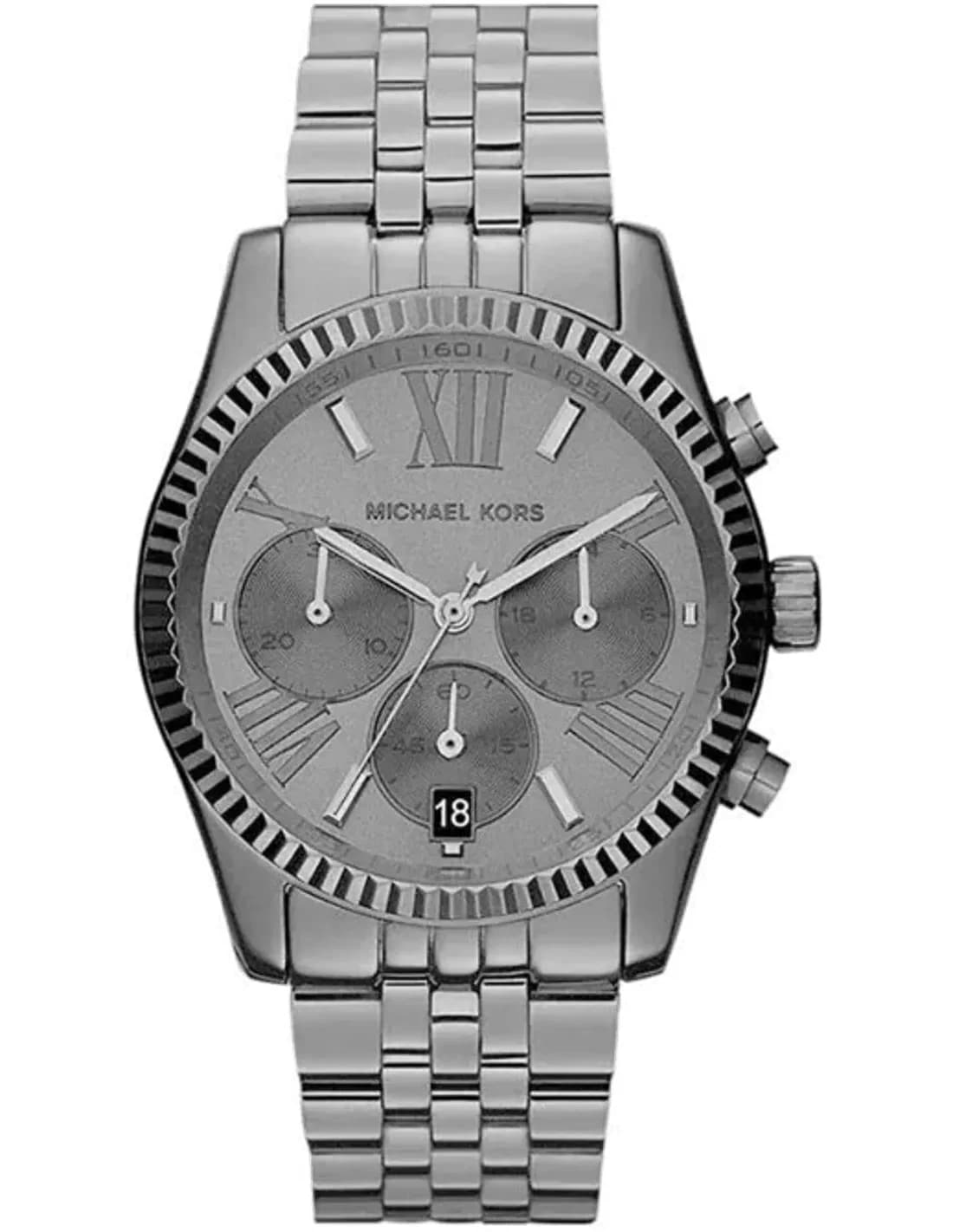 Montre Michael Kors MK5709 en acier anthracite avec chronographe et chiffres romains