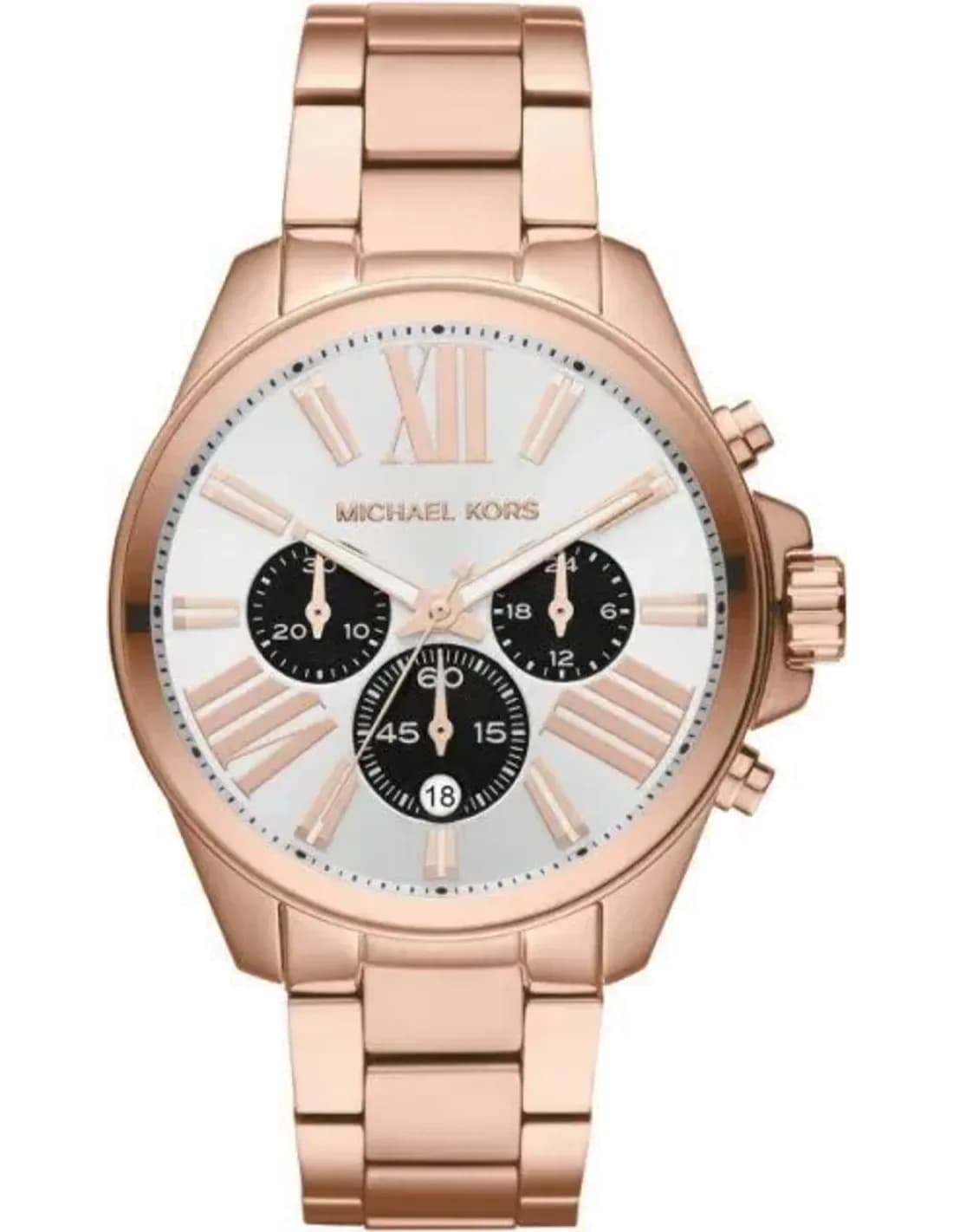 Montre Michael Kors MK5712 Chronomètre acier or rose sous-cadrans noirs