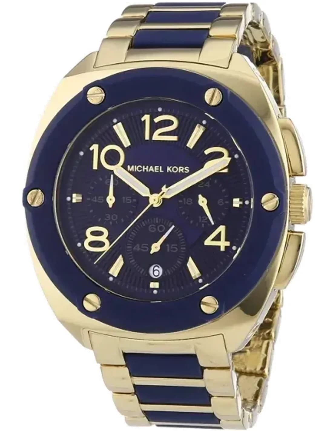 Montre Femme Michael Kors Tribeca MK5769 Maillons bleus en silicone et structure acier doré
