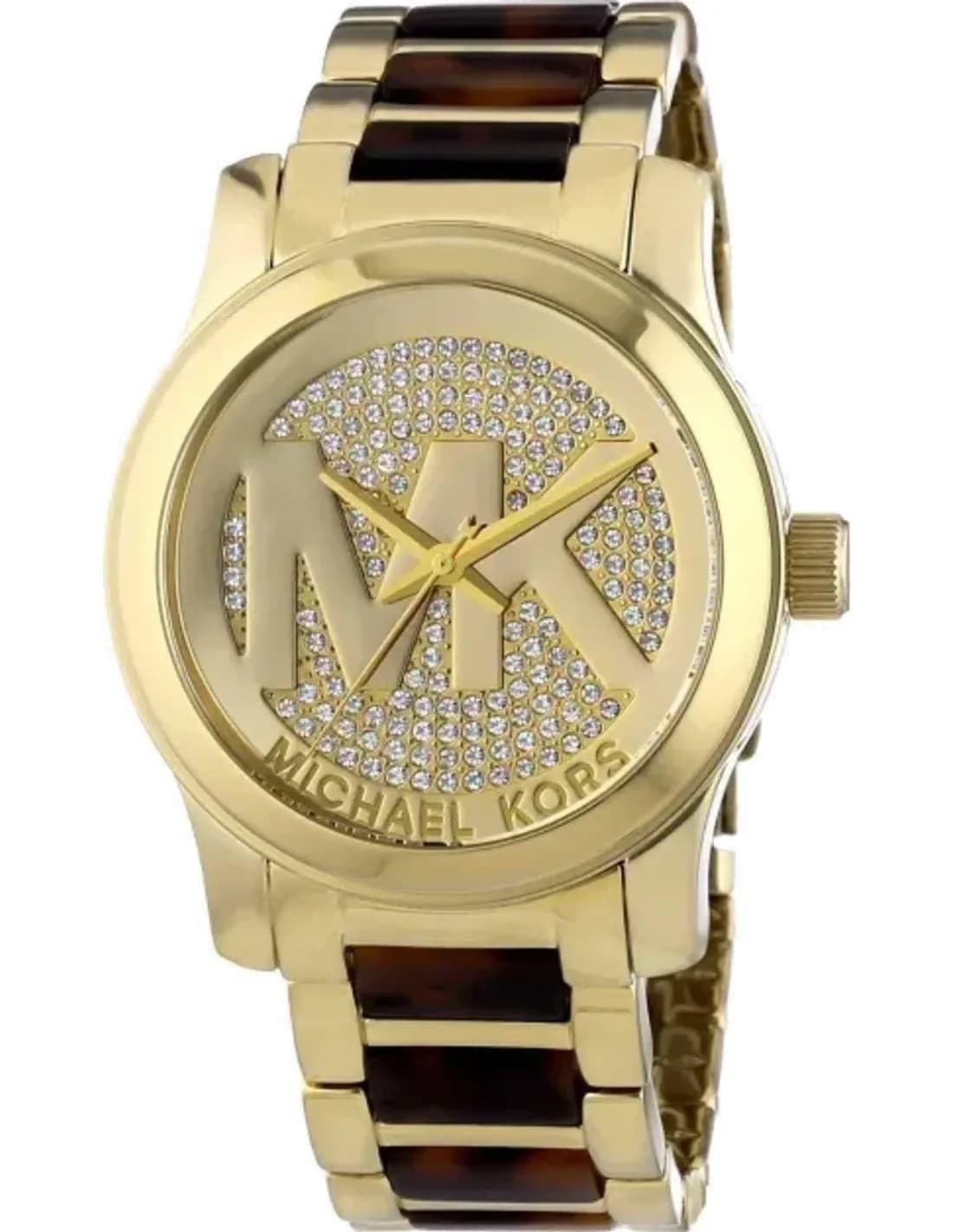 Montre Femme Michael Kors Runway MK5864 Bracelet acier doré avec acétate brun