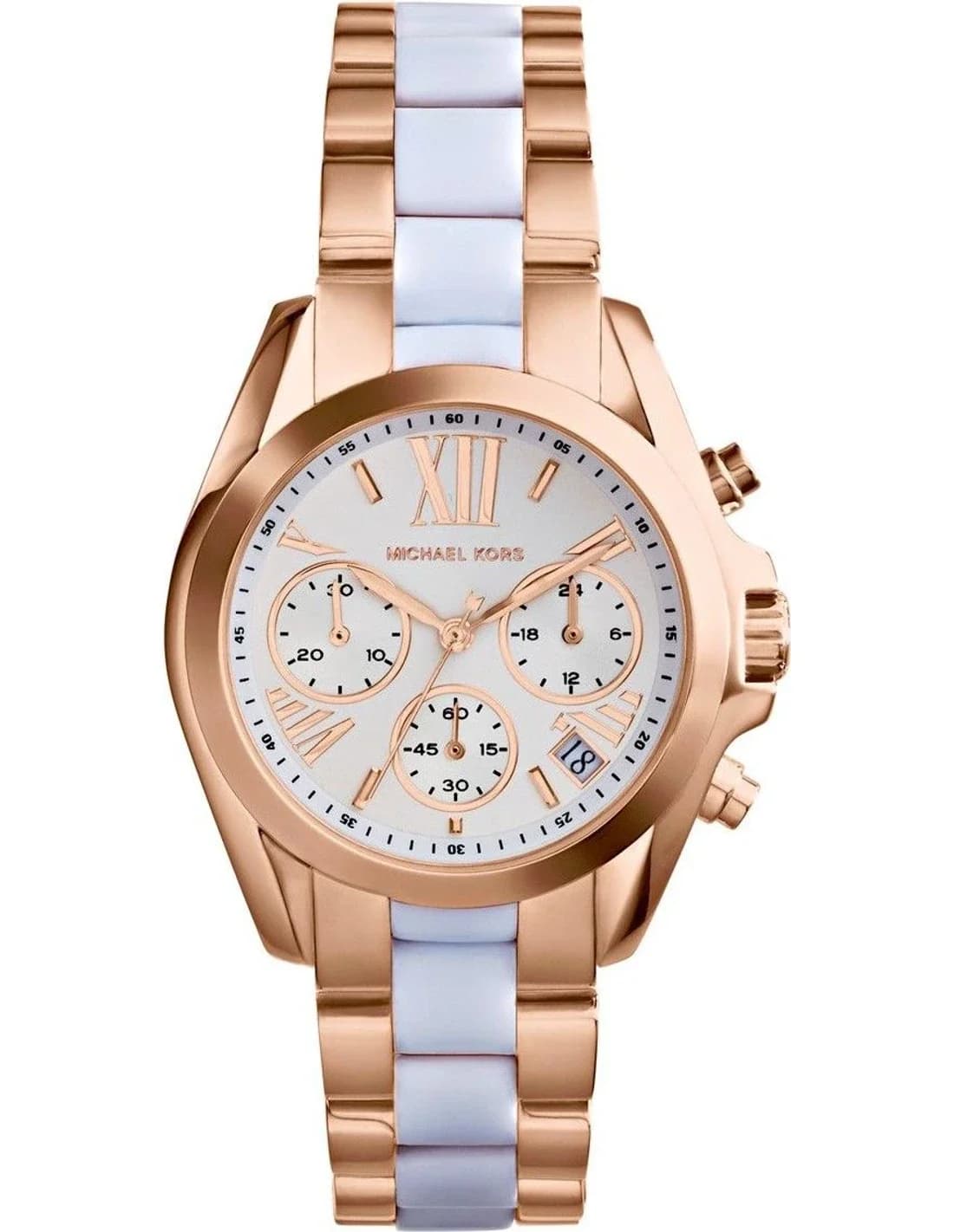 Montre Michael Kors MK5907 en Acier Rose Gold et Acétate Blanc