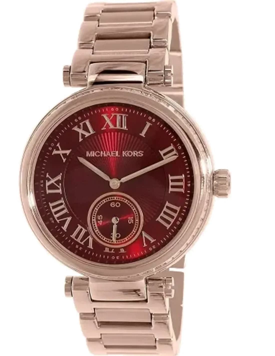Montre Femme Michael Kors Skylar MK6086 Cadran bordeaux et acier or rose