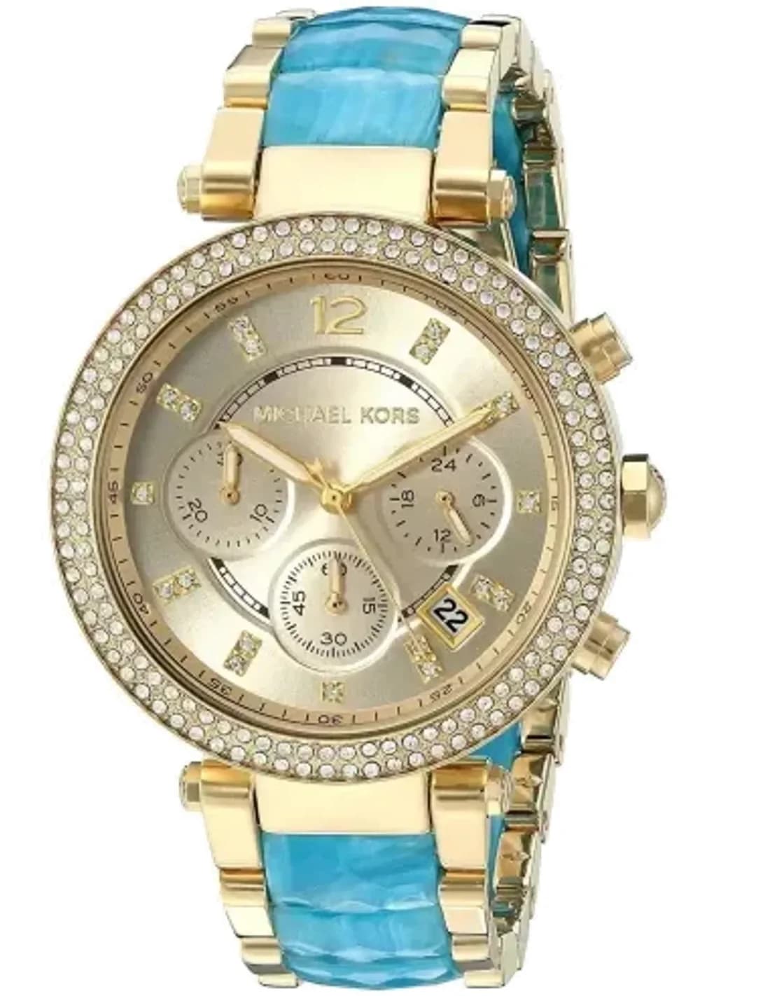 Montre Femme Michael Kors Parker MK6364 bracelet turquoise/or