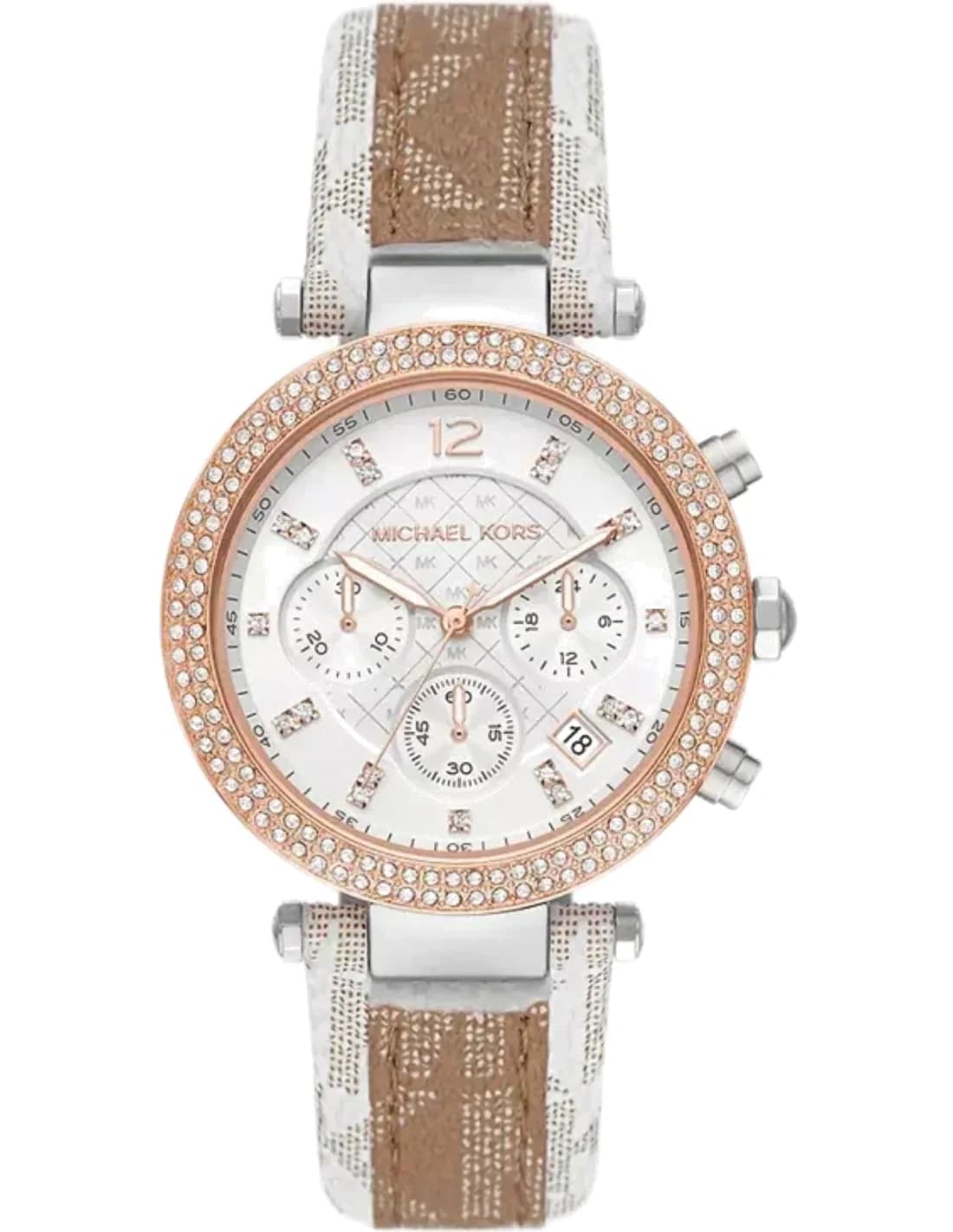 Montre chronographe Michael Kors Parker MK6950 bracelet bicolore à logo imprimé MK