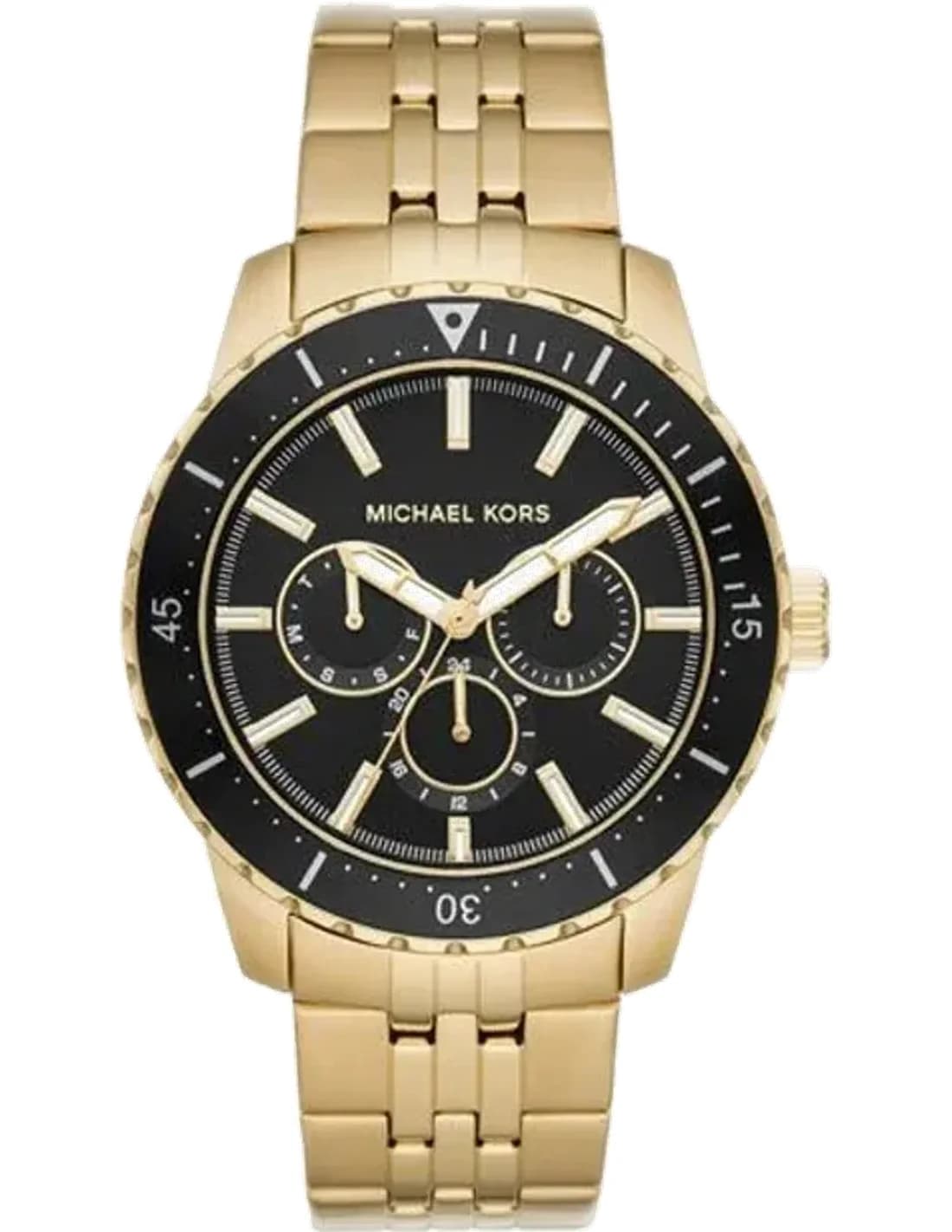 Montre Michael Kors Cunningham MK7154 multifonction à cadran noir Bracelet doré