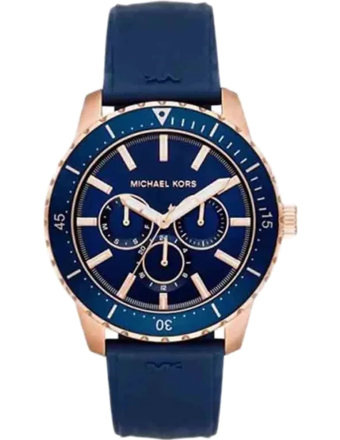 Michael Kors Cunningham MK7163 Montre multifonction de ton bleu Bracelet en silicone