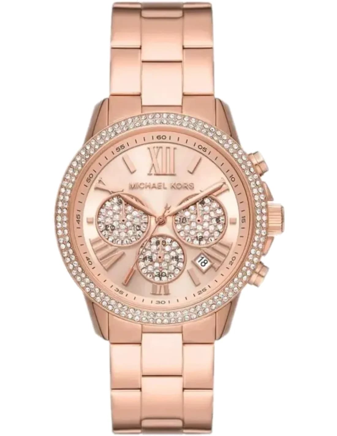 Montre Michael Kors Bryn MK7200 Pavé Cadran doré rose chronographe Bracelet en acier inoxydable