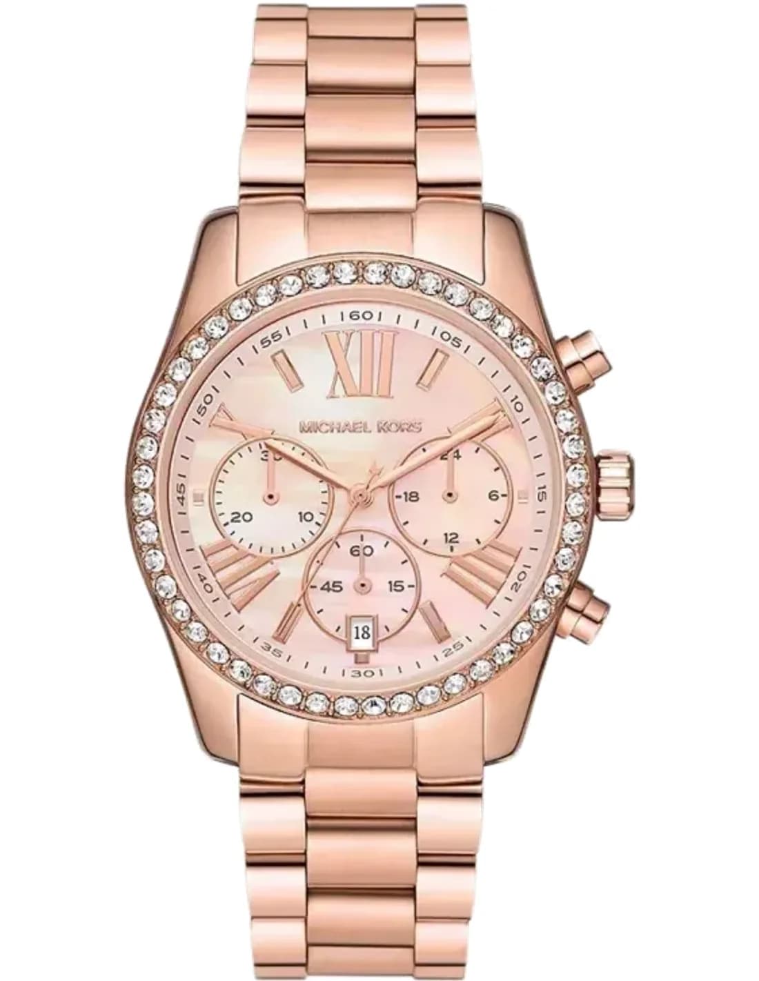 Montre femme Michael Kors Lexington MK7242 Cadran chronographe ton or rose et bracelet en acier inoxydable ton or rose