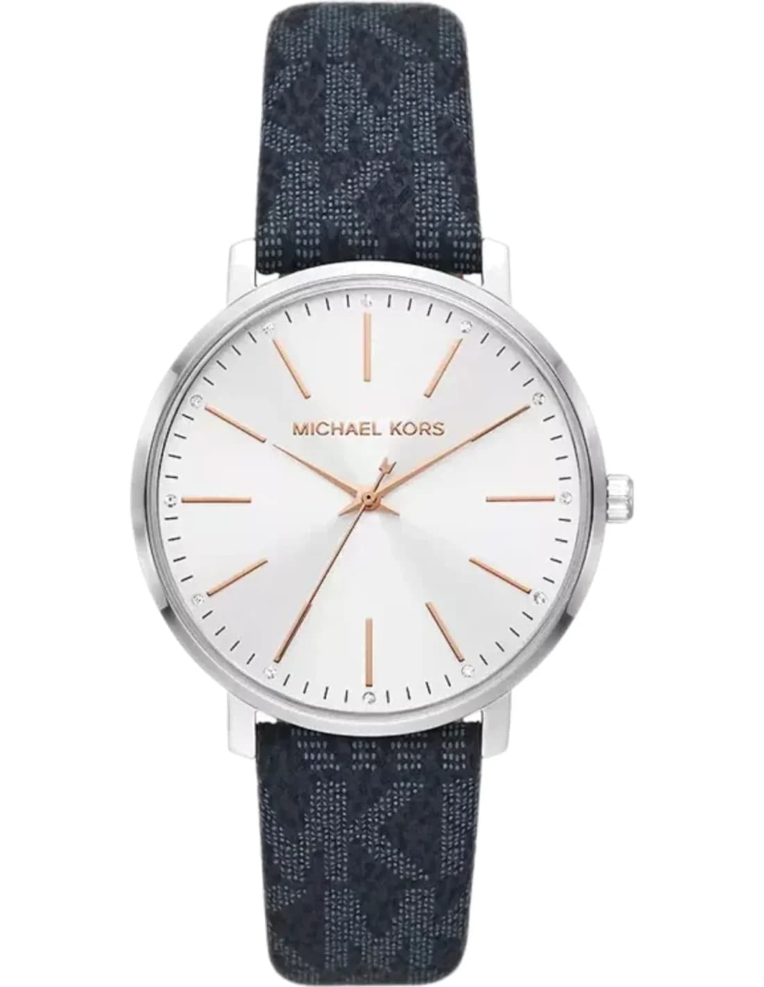 Montre Michael Kors Pyper MK7244 à cadran blanc bracelet en toile bleu marine à logo imprimé MK