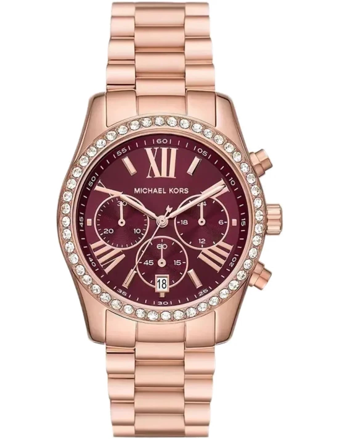 Montre femme Michael Kors Lexington MK7275 cadran chronographe et bracelet en acier inoxydable ton or rose