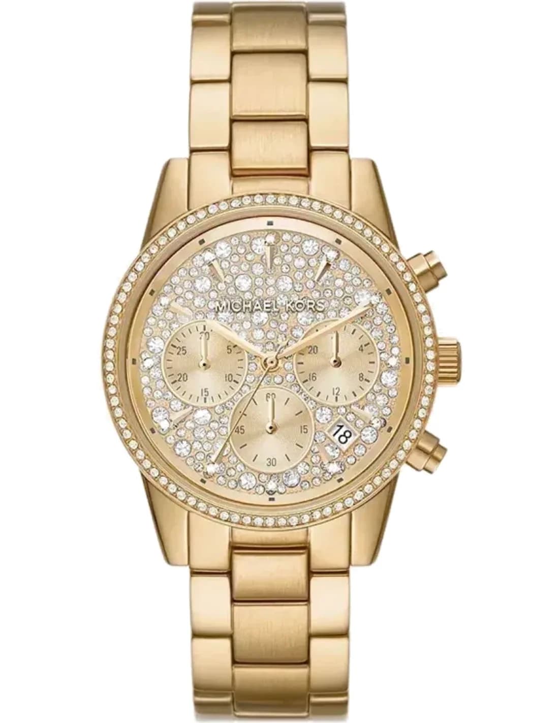 Montre femme chronographe Michael Kors Ritz MK7310 bracelet en acier doré jaune