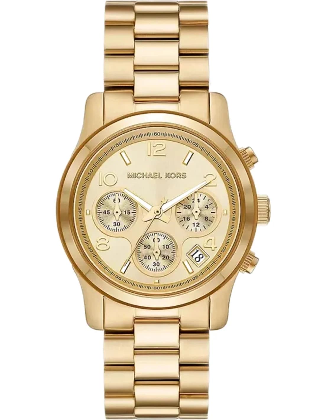 Montre chronographe dorée Michael Kors Runway MK7323 bracelet en acier inoxydable