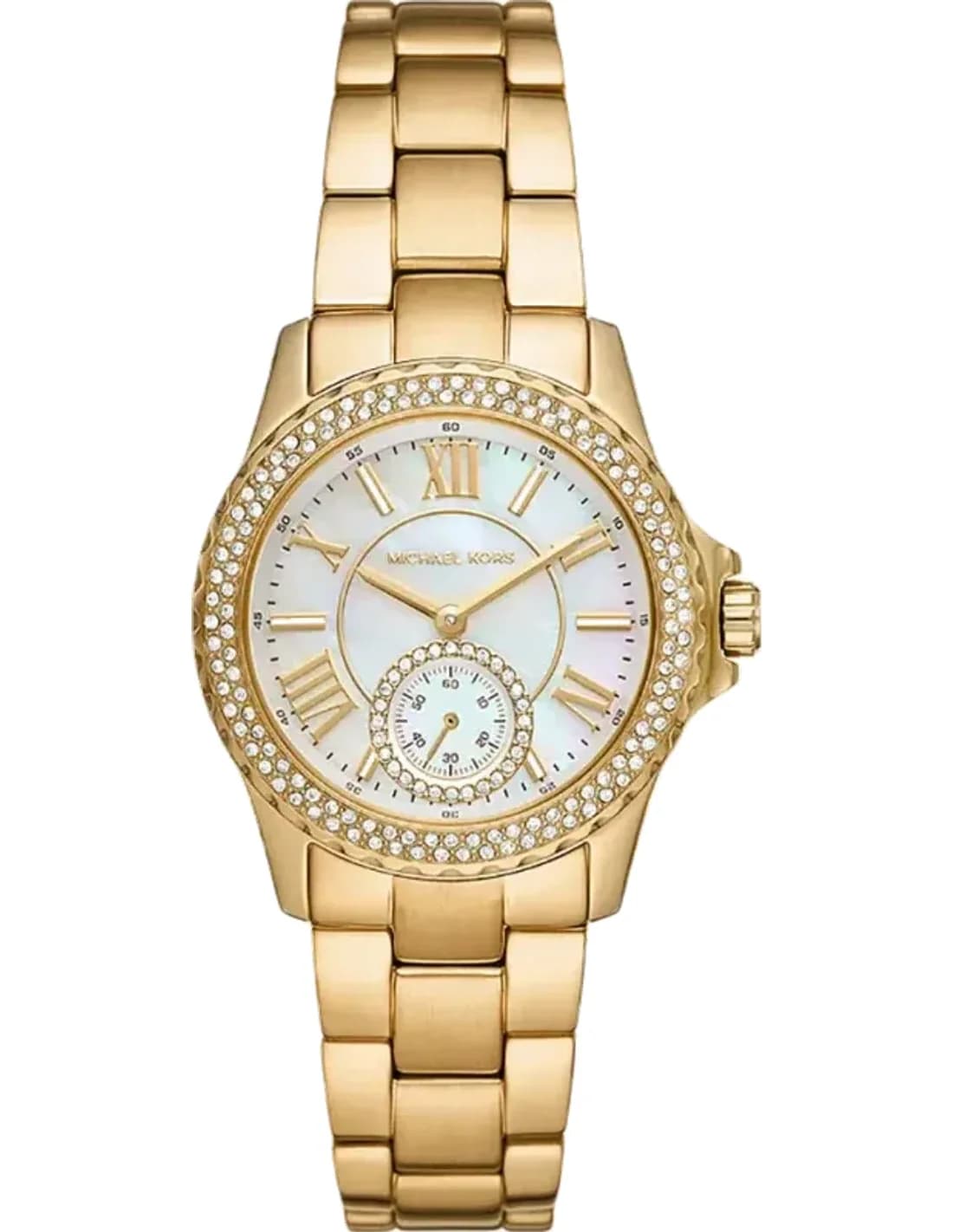 Montre femme Michael Kors Mini Everest MK7363 cadran blanc et bracelet en acier inoxydable doré