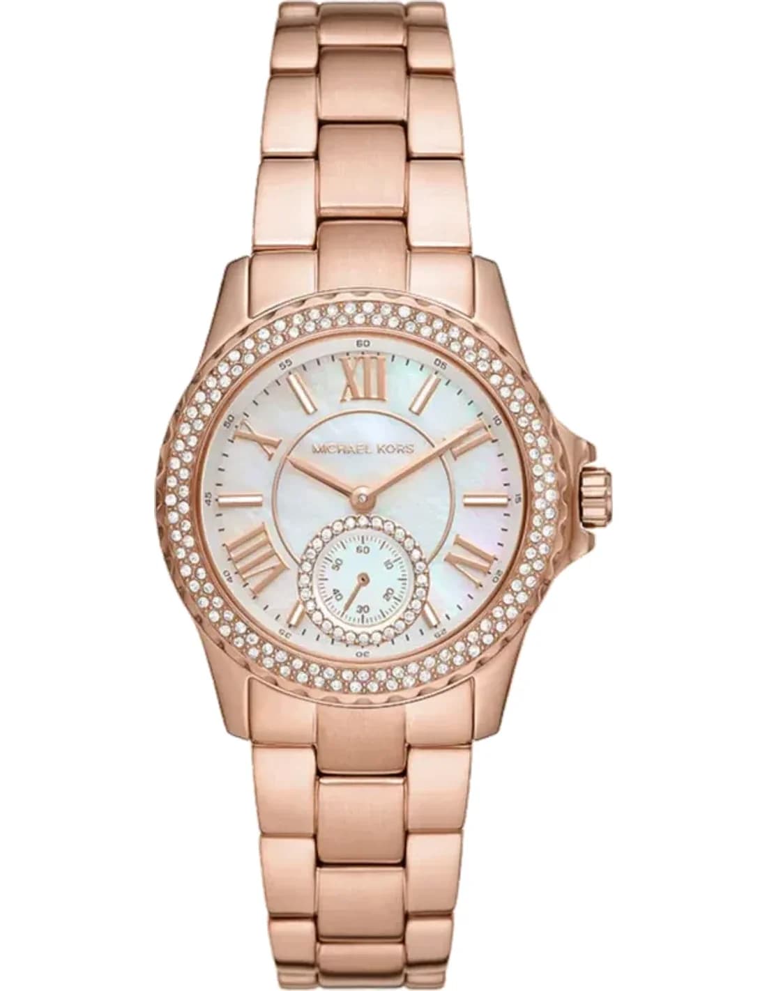 Montre femme Michael Kors Mini Everest MK7364 cadran blanc et bracelet en acier inoxydable de couleur or rose