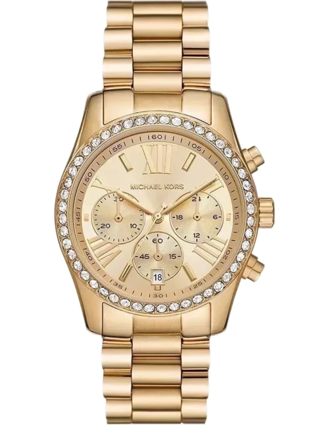 Montre femme Michael Kors Lexington MK7377 cadran chronographe doré et bracelet en acier inoxydable