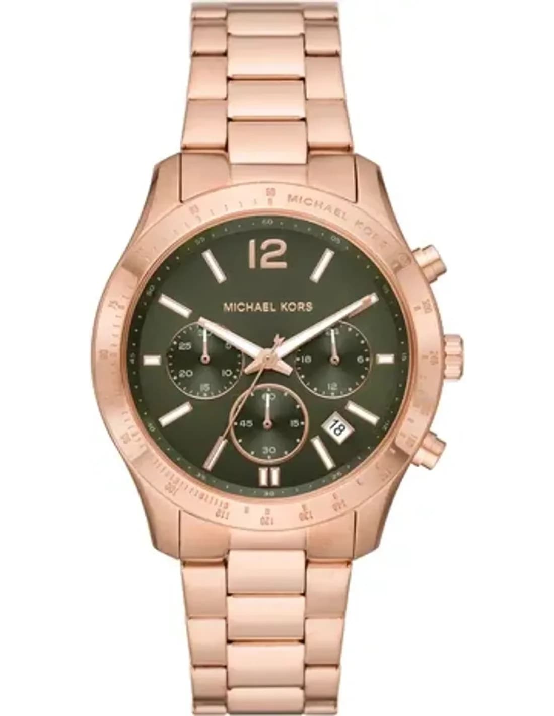 Montre Michael Kors Berkley MK7412 cadran vert bracelet en acier inoxydable doré rose