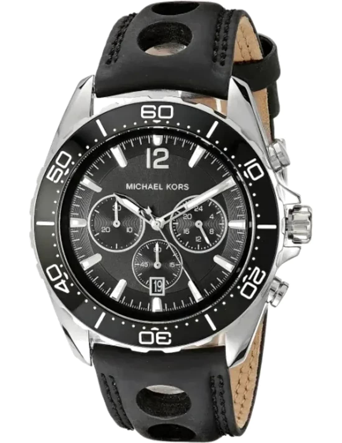 Montre homme Michael Kors MK8419 Windward chronographe bracelet en cuir noir