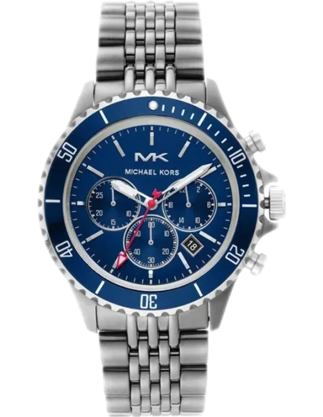 Montre Michael Kors Bayville MK8727 chronographe à cadran bleu Bracelet argenté