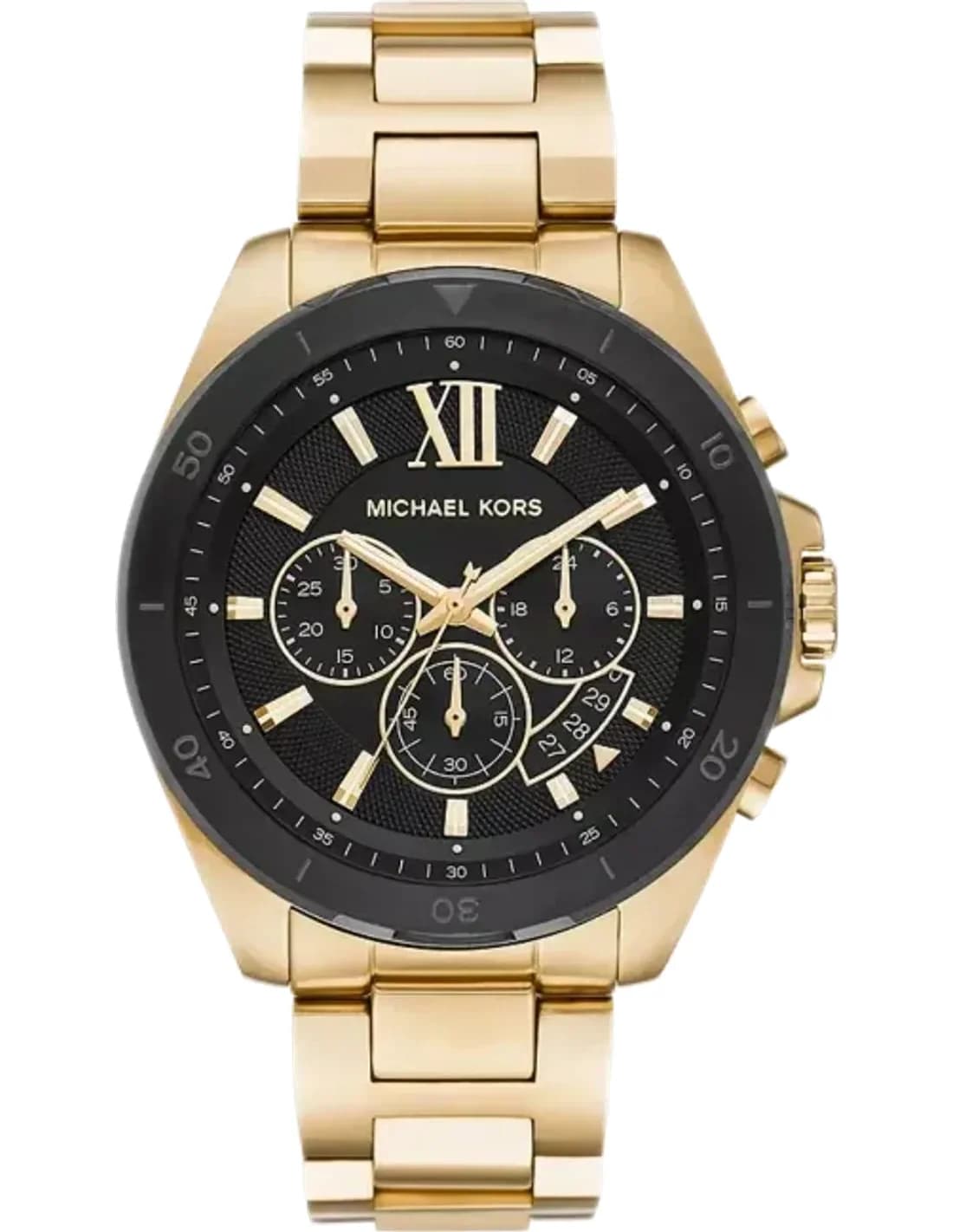 Montre Michael Kors Brecken MK8848 chronographe à cadran noir Bracelet doré