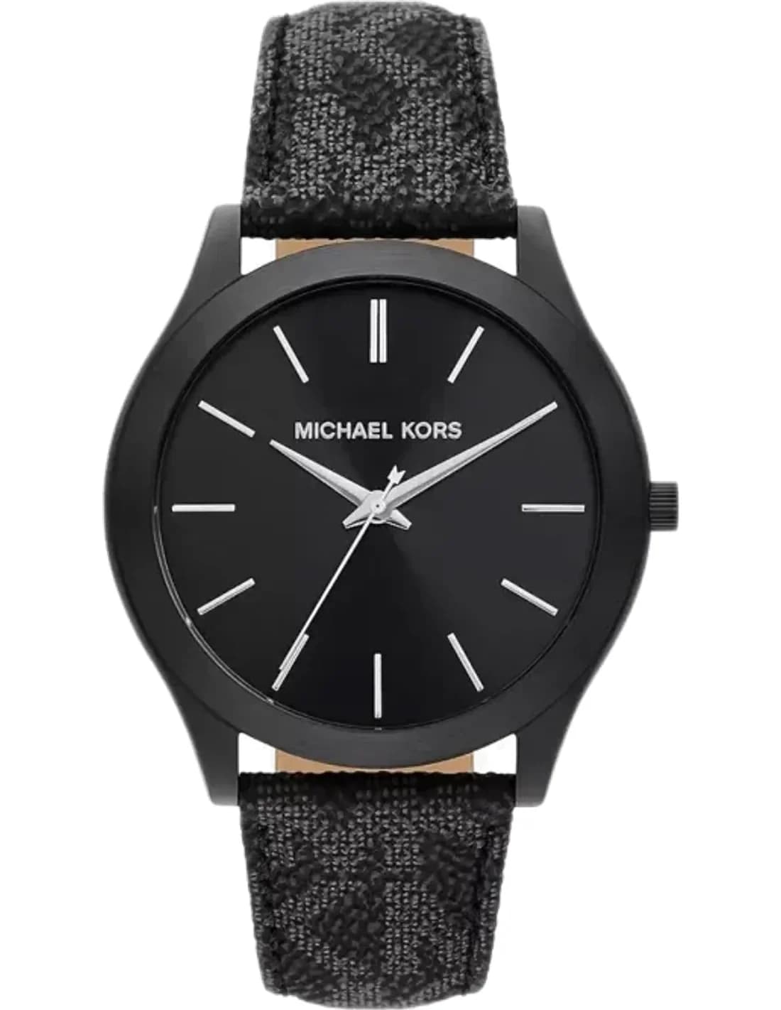 Montre Michael Kors Slim Runway MK8908 de ton noir bande en toile à signature imprimée