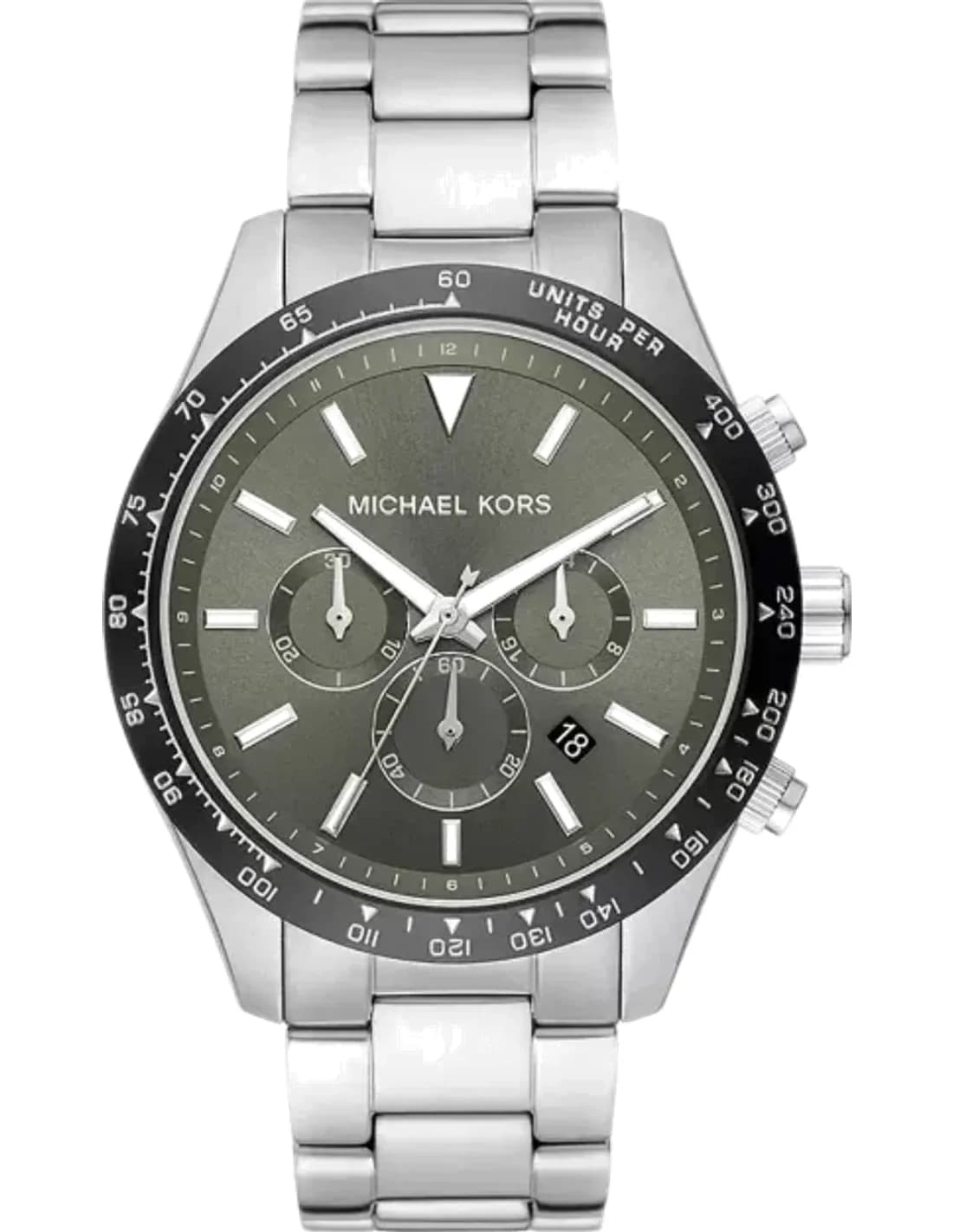 Montre Michael Kors Layton MK8912 chronographe à cadran vert Bracelet en acier inoxydable