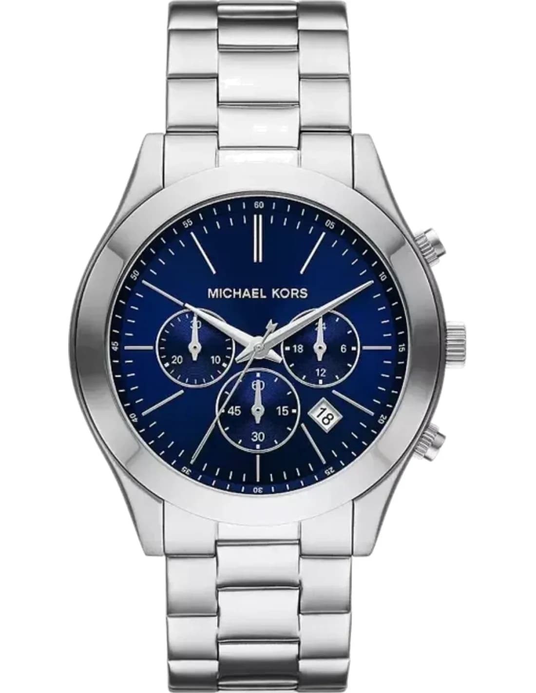 Montre Michael Kors Runway MK8917 chronographe à cadran bleu Bracelet argenté