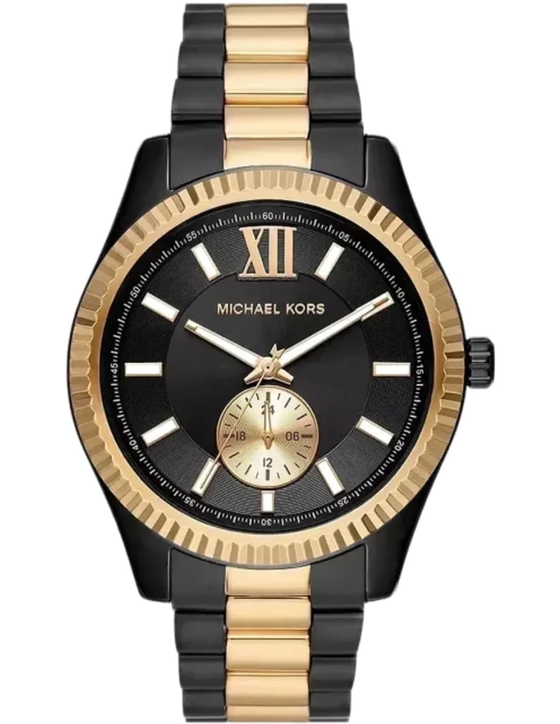 Montre homme Michael Kors Lexington MK8948 cadran noir bracelet en acier inoxydable bicolore
