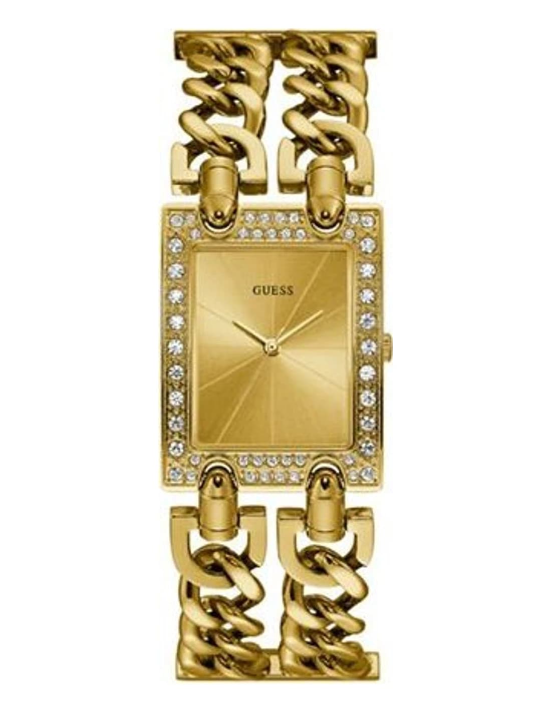 Montre Femme Guess Mod Heavy Metal W1121L2 dorée bracelet maille chaîne G-Link