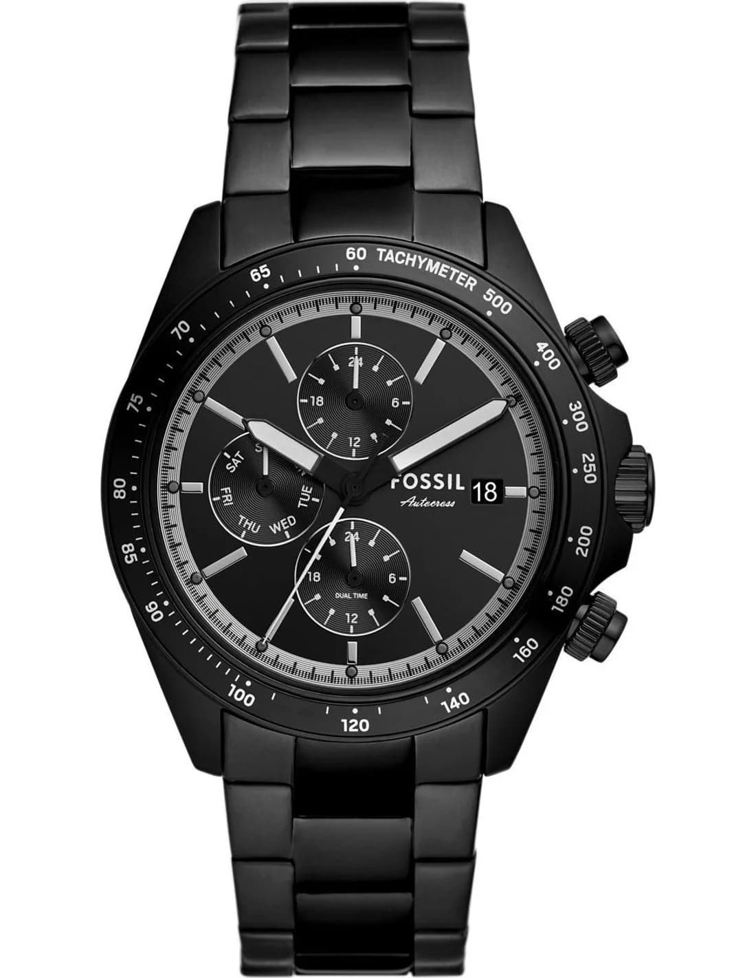 Montre Homme Fossil Autocross BQ2875 cadran noir bracelet acier