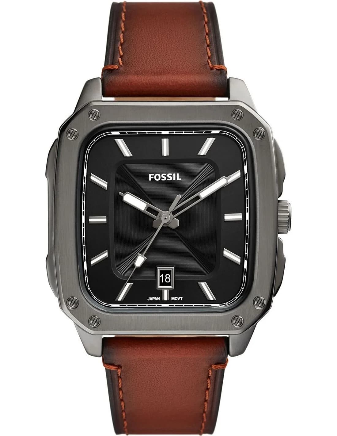 Montre Homme Fossil Inscription FS5934 cadran noir bracelet cuir