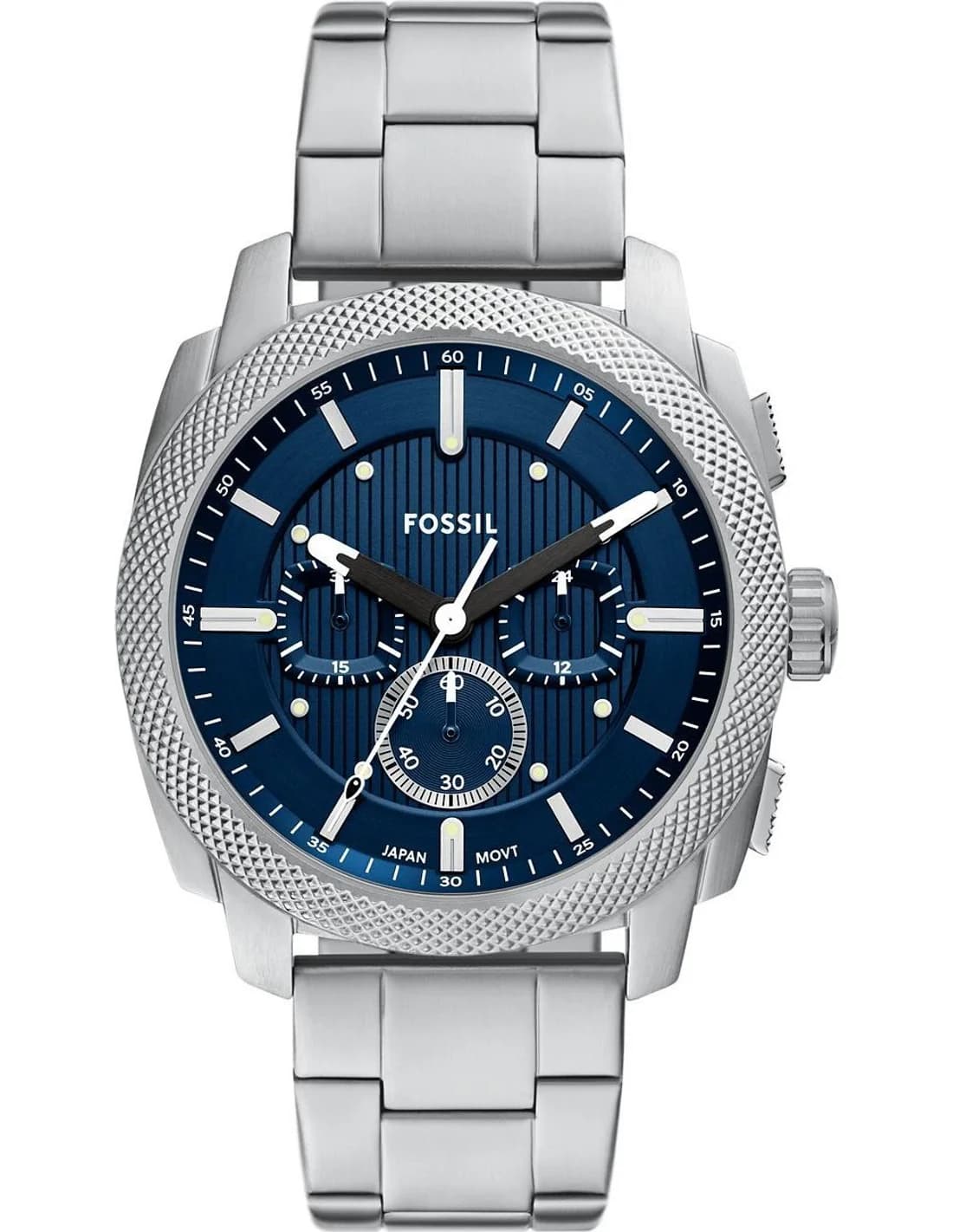 Montre Homme Fossil Machine FS6096 cadran bleu bracelet acier