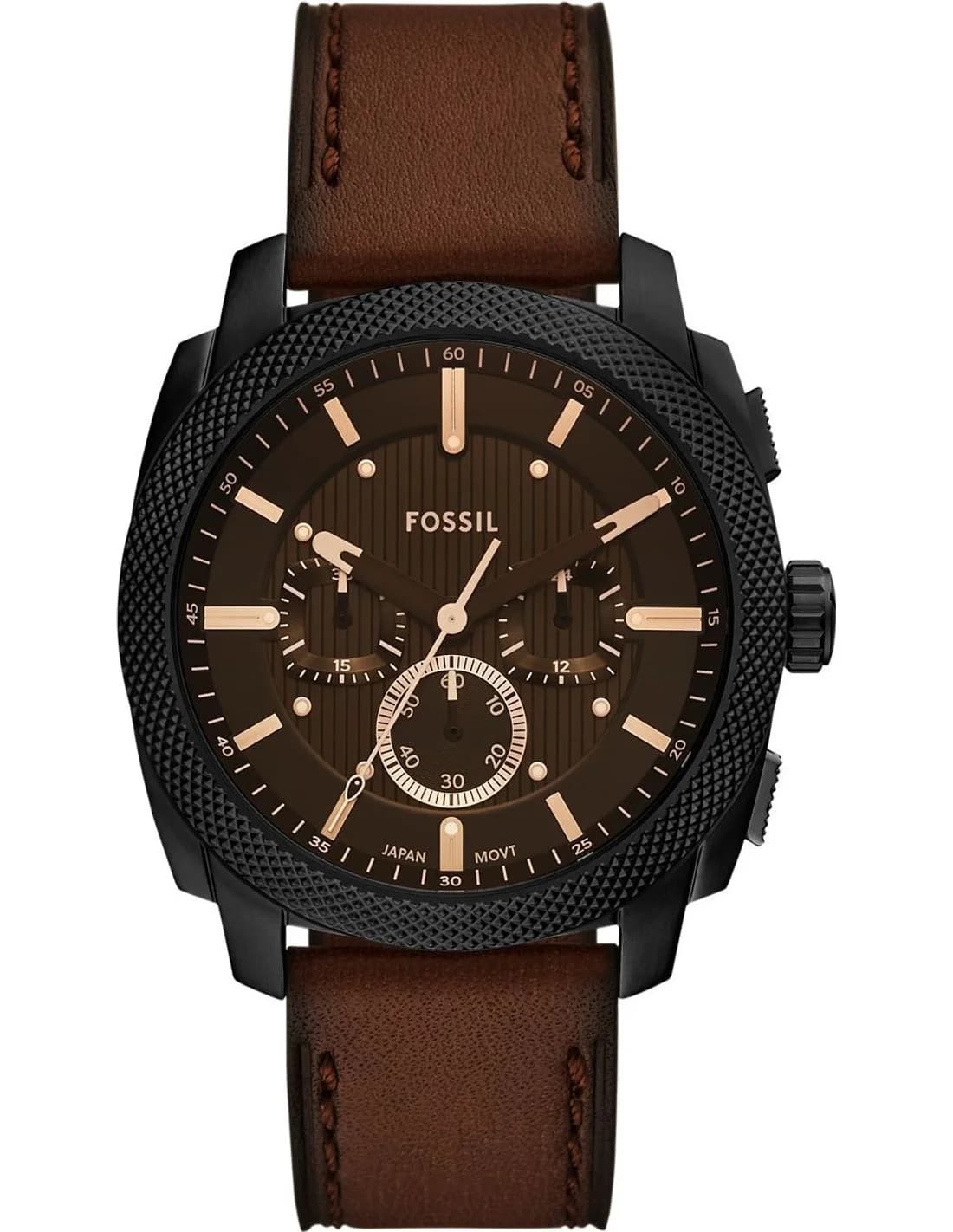 Montre Homme Fossil Machine FS6101 cadran noir bracelet cuir