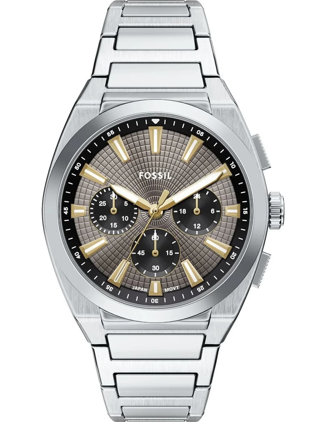 Montre Homme Fossil Everett FS6128 cadran gris bracelet acier