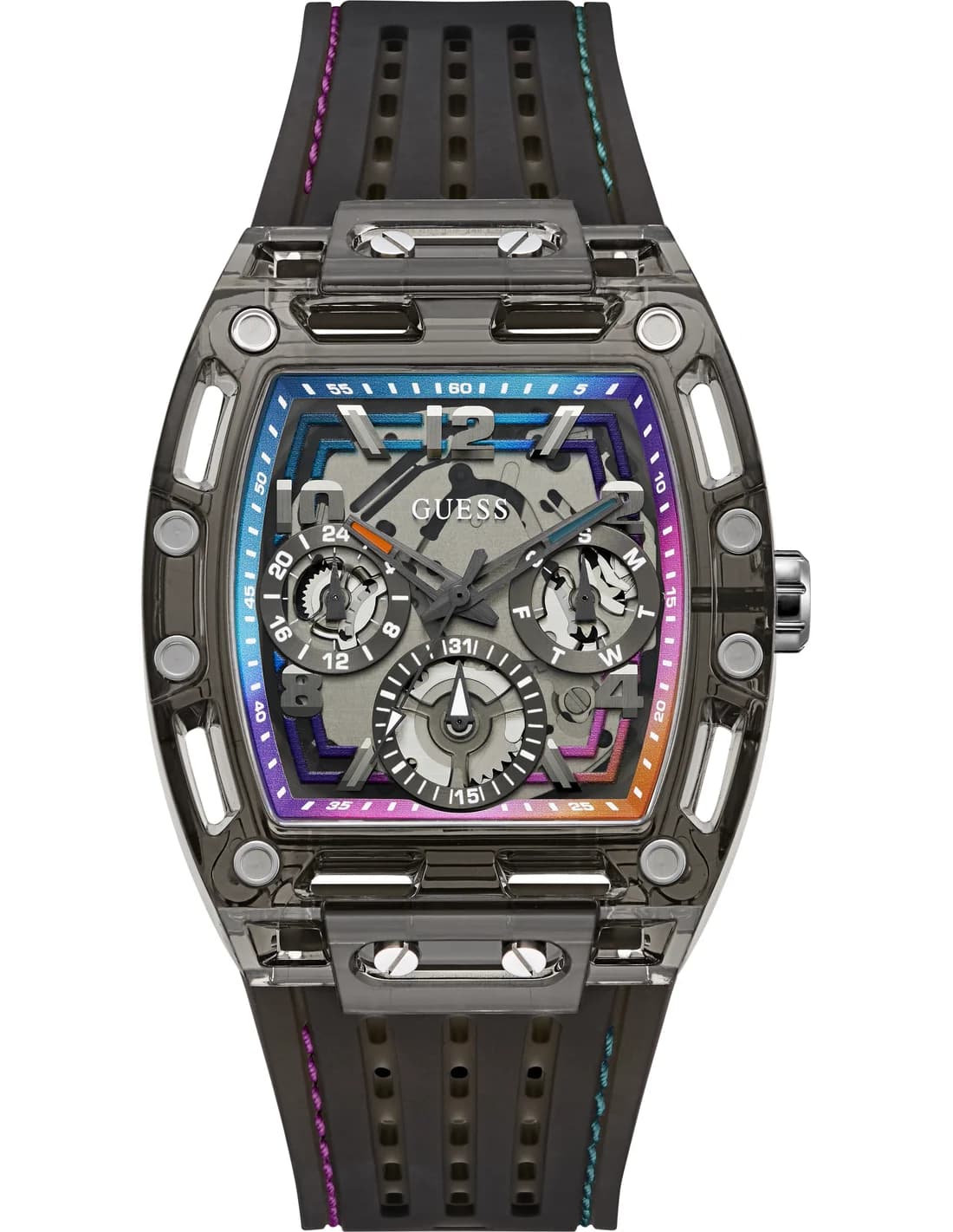 Montre Homme Guess Phoenix GW0499G14 cadran noir bracelet silicone noir