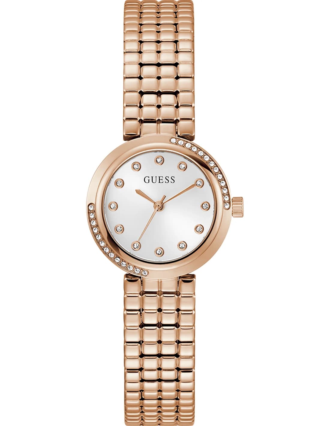 Montre Femme Guess Clara GW0930L3 cadran argenté bracelet acier or rose
