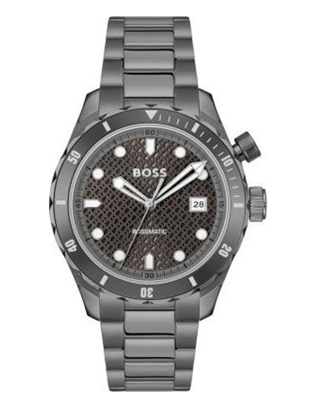 Montre Homme Hugo Boss Automatique Bossmatic 1514213 grise bracelet maillons acier
