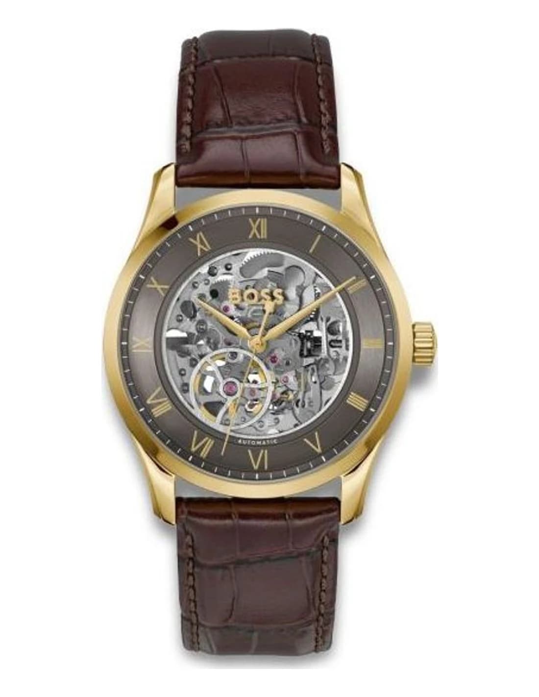 Montre Homme Hugo Boss Automatique Principle 1514235 dorée bracelet Cuir
