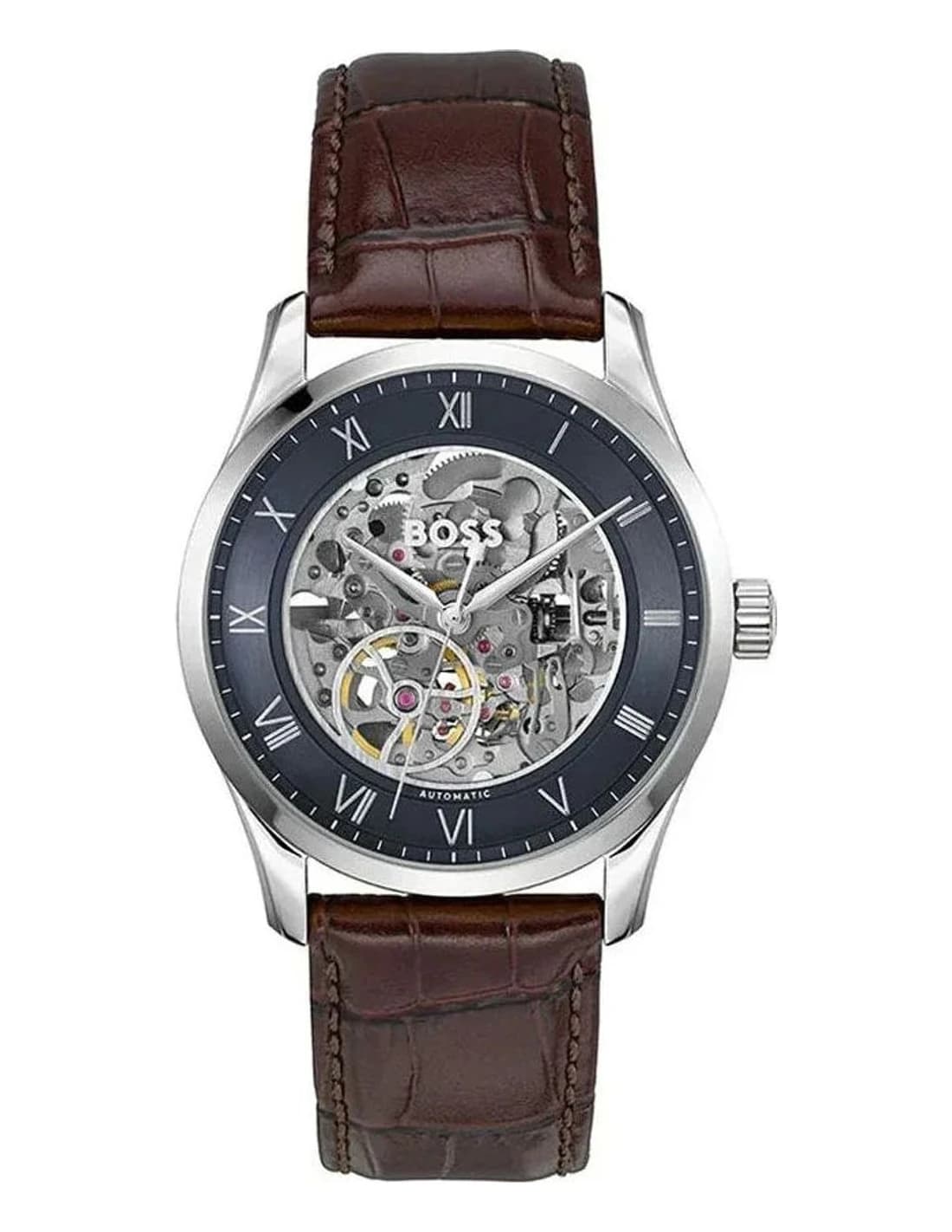 Montre Homme Hugo Boss Automatique Principle Skeleton 1514305 bleue bracelet cuir