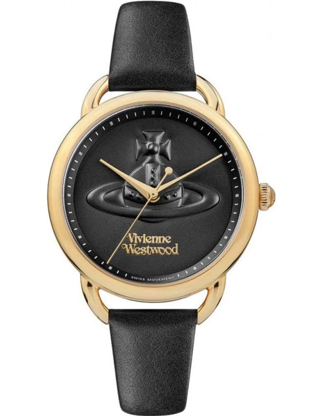 Montre Femme Vivienne Westwood Carnaby VV163GDBLK cadran noir bracelet cuir