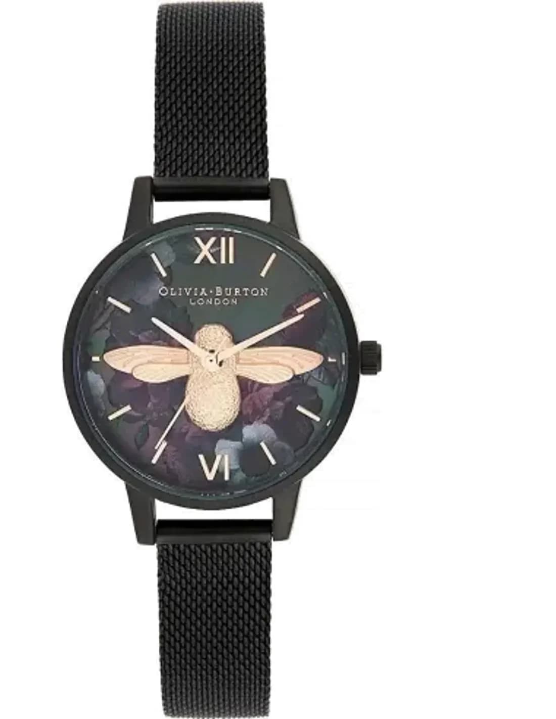 Montre Olivia Burton OB16AD39 Maille Milanaise Noire et Or Rose