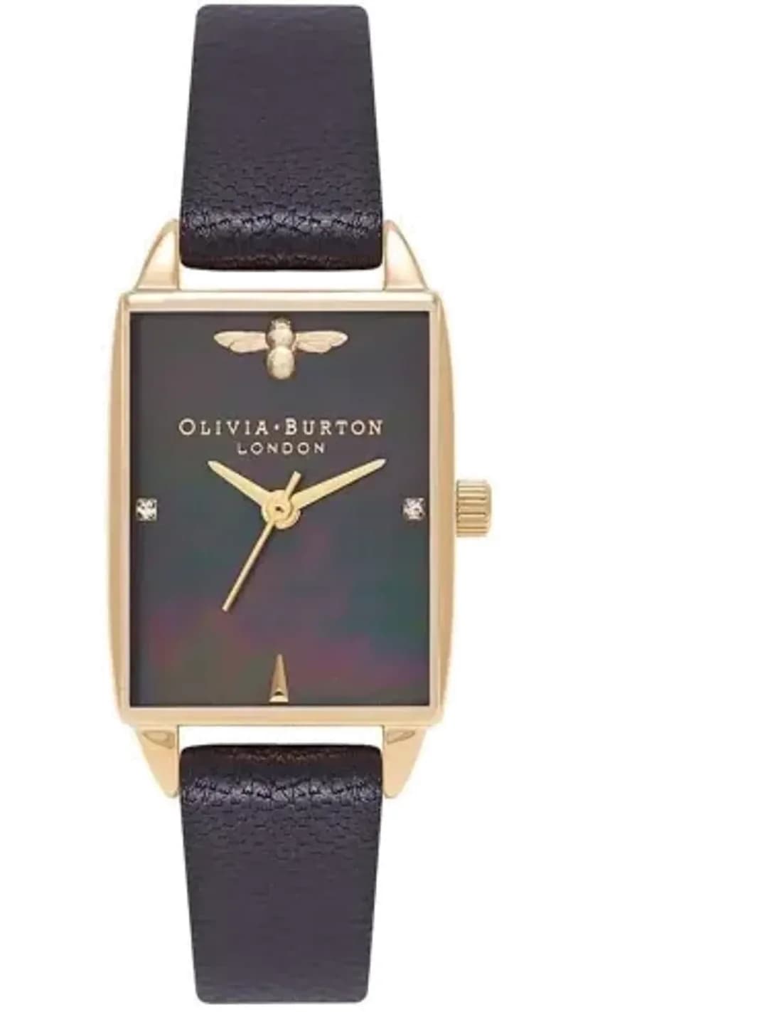 Montre Olivia Burton Bee Hive OB16BH02 bracelet cuir noir