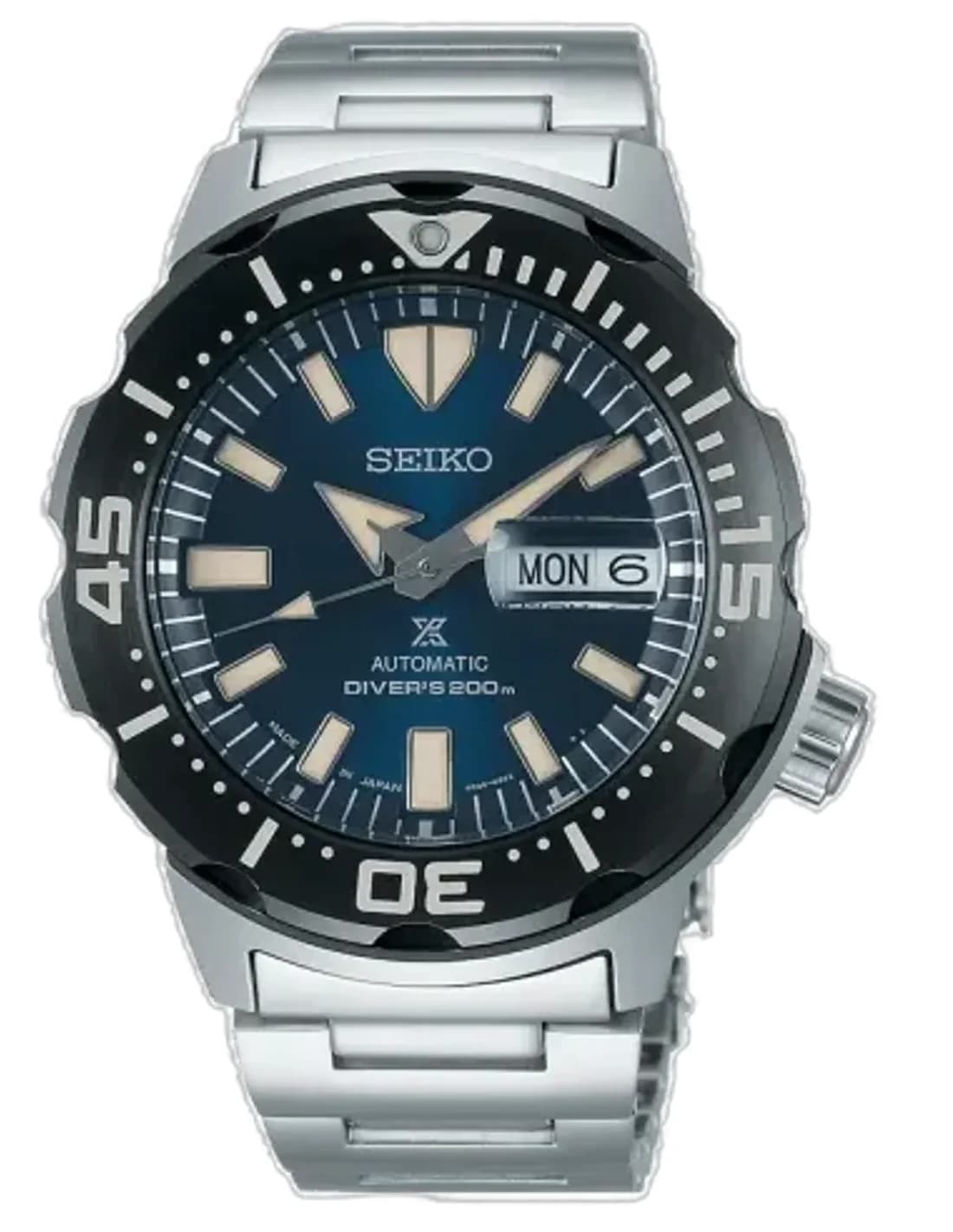 Montre Seiko SRPD25K1 Prospex Monster Automatique Acier Brossé Cadran Bleu