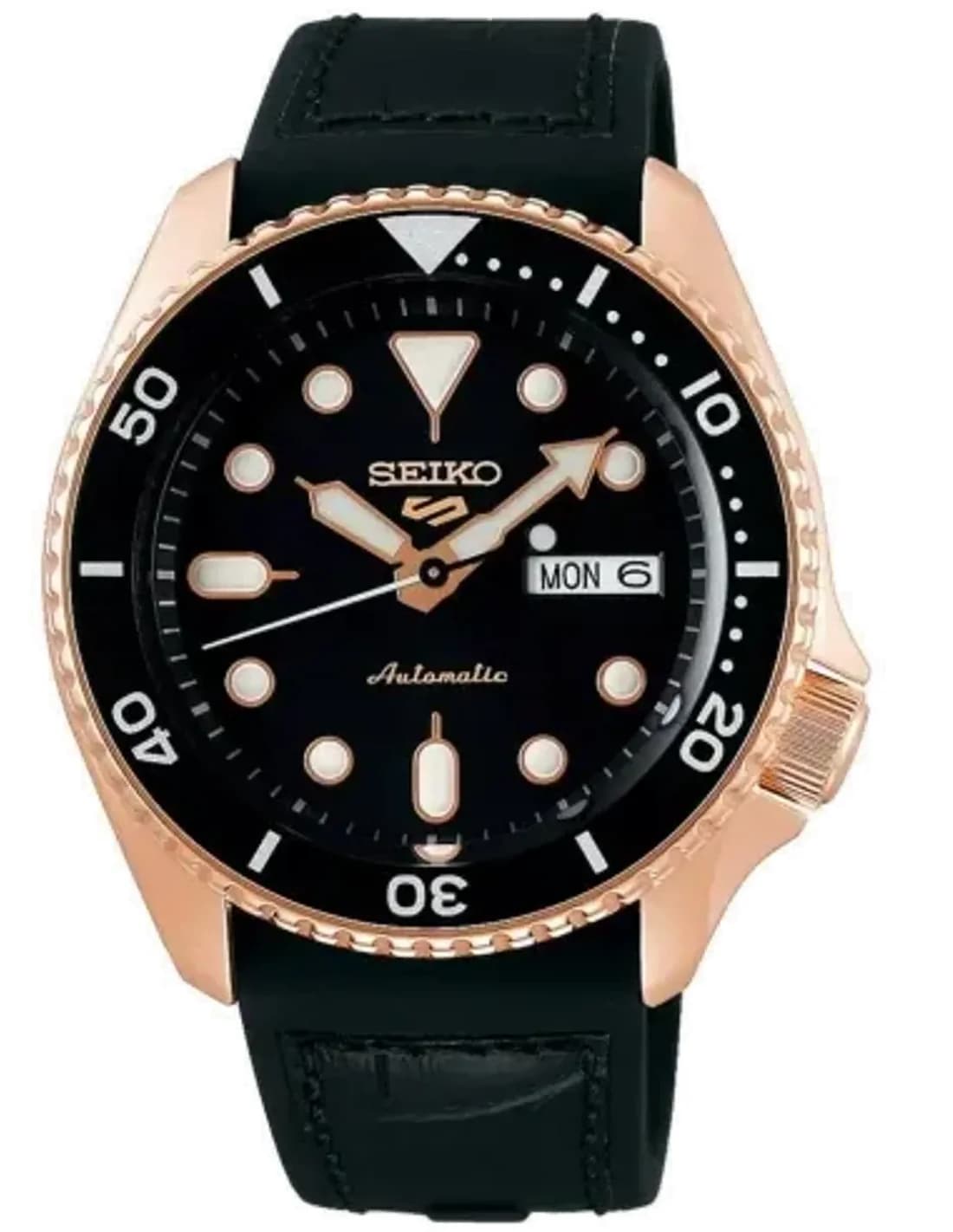 Montre Seiko SRPD76K1 Automatique 5 Sports Finition Or Rose et Silicone